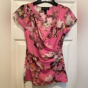 INC International Concepts draped floral blouse.